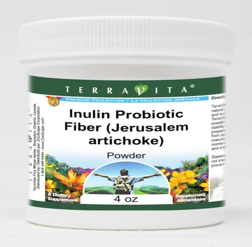 Polvo de fibra probiótica de inulina (alcachofa de Jerusalén) (4 oz, ZIN: 570990)