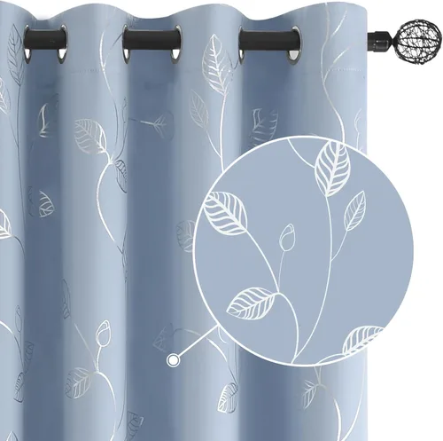 Miniatura 35 de BUHUA - Cortinas opacas blancas, cortinas plateadas, juego de 2 paneles de cortinas con ojales para dormitorio, elegante tratamiento de ventana