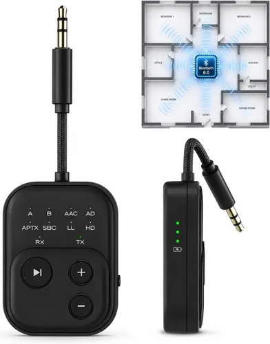 2026 Pro Bluetooth 6.0 Audio Transmitter Receiver | Bluetooth Adapter for TV/Airplane/Gym/Car/Home Stereo to Wireless Headphones,Stable Connection,
