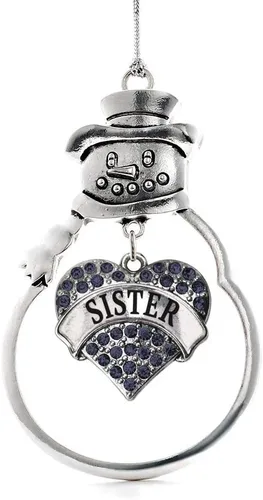 Miniatura 12 de Inspired Silver - Fuerza Aérea - Adorno de Navidad plateado - Adorno de árbol de Navidad con colgante de corazón azul con circonita cúbica