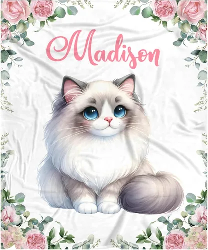 Miniatura 53 de Manta de bebé personalizada para niñas y niños pequeños, recién nacidos, regalos personalizados de vaca floral con nombre y texto, 40 x 30 pulgadas