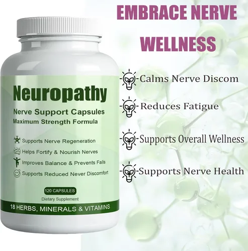 Miniatura 4 de Píldoras de neuropatía - Neuroapoyo con ácido alfa lipoico 600 mg para la salud nerviosa, componentes herbales cuidadosamente seleccionados