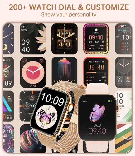 Miniatura 4 de Relojes inteligentes para mujer (respuesta/hacer llamadas) 1.85 pulgadas pantalla táctil reloj de seguimiento de fitness con frecuencia cardíaca