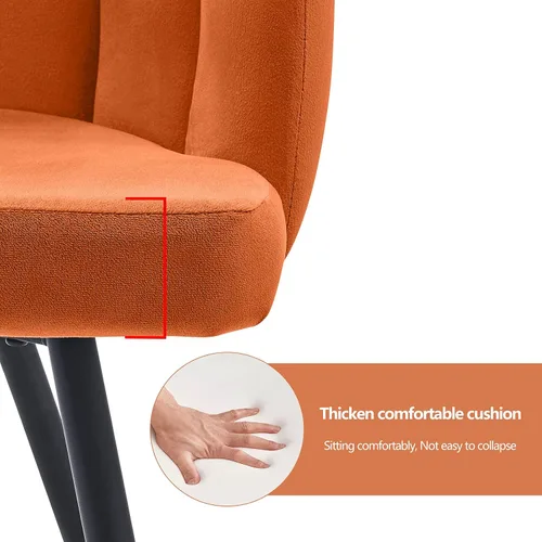 Miniatura 6 de TUKAILAi Cute Petal - Silla de comedor moderna de terciopelo con respaldo en forma de concha, asiento acolchado grueso y patas de metal negro, silla
