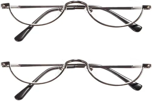 Miniatura 11 de REAVEE 4 unidades de gafas de lectura de aleación de diseño retro de media luna para mujeres y hombres, con marco medio, bisagra de resorte, Negro