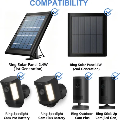 Miniatura 2 de Soporte de pared 2 en 1 para panel solar de anillo, batería de leva de anillo para pegar, cámara de foco y cámara de foco Plus/Pro (batería), ángulo