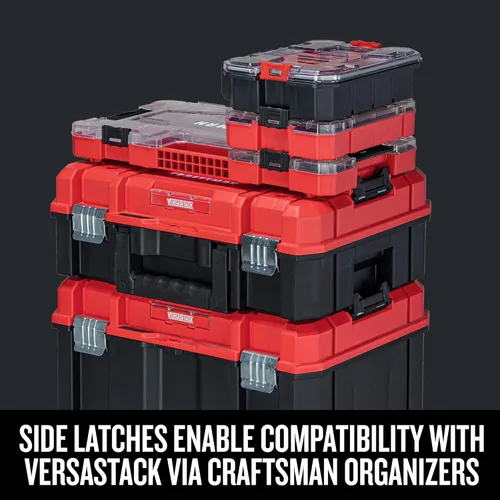 Miniatura 10 de CRAFTSMAN VERSASTACK Organizador de almacenamiento, organizador de piezas pequeñas, 8 compartimentos, tapa incluye pestillo seguro (CMST17827)