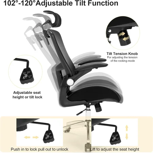 Miniatura 4 de Silla de oficina grande y alta, silla de escritorio ergonómica resistente de 400 libras con cojín de espuma de modelado 3D suave, sillas
