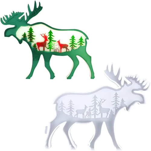 Miniatura 14 de Molde de resina de águila, moldes de resina de animales del bosque, aullando de lobo en la montaña, molde de posavasos de animales para resina