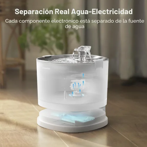 Miniatura 4 de Cheerble Fuente de Agua para Gatos sin Bomba, Fuente de Agua Inalámbrica para Mascotas Operada por Batería, Dispensador Automático de Agua E1+