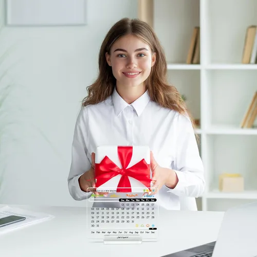 Miniatura 8 de Calendario de escritorio acrílico perpetuo – Bonita decoración moderna de oficina y regalos de oficina para compañeros de trabajo, mujeres y hombres