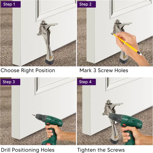 Miniatura 5 de HOME&I Tope de puerta de 4 pulgadas, tope de puerta de pedal manos libres con pie de goma ajustable, soporte de puerta resistente para el hogar
