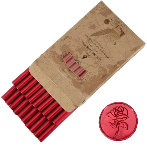 Miniatura 9 de 20 mini pistolas de pegamento de cera de sellado, palitos de cera de sellado, ideales para invitaciones de boda, cartas, sobres, tarjetas y Champán