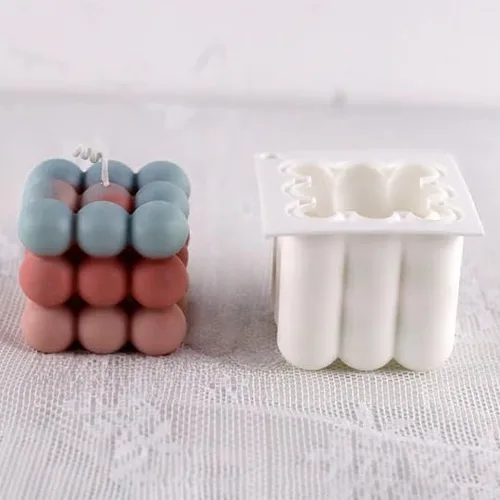 Miniatura 7 de Velas de burbujas antiadherentes, moldes de silicona en forma de cubo de aromaterapia 3D, cera de jabón, molde de silicona para hacer velas de cera