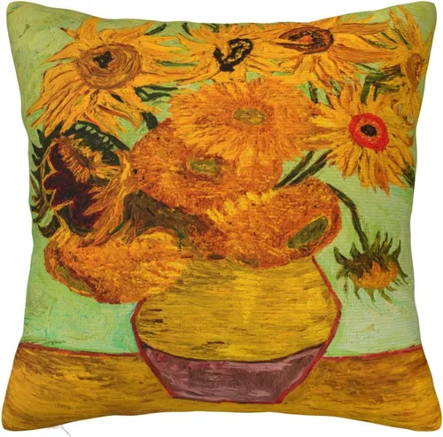 Fundas de almohada de Van Gogh con diseño de girasoles en jarrón de 18 x 18 pulgadas, funda de almohada para sofá, cama, decoración del hogar 13