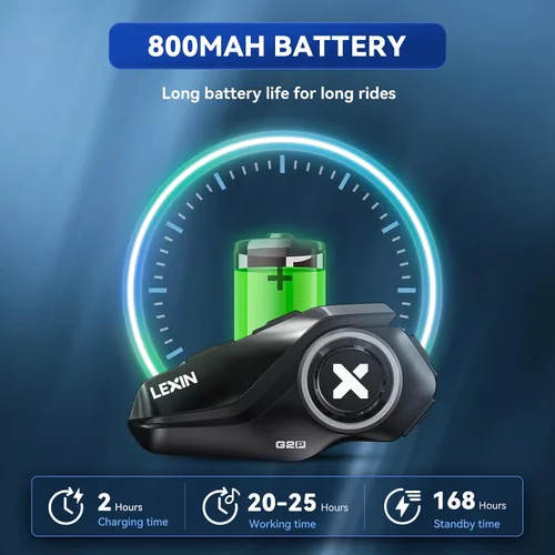 Miniatura 5 de Lexin G1 - Audífonos Bluetooth para motocicleta, altavoces para casco con 2 tipos de micrófonos, manos libres para llamadas/música/GPS, audífonos