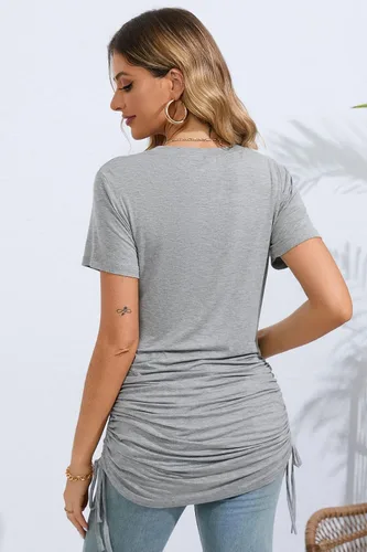 Miniatura 3 de Sosolism 4 in 1 Women's Maternity Nursing Dress for Breastfeeding Short Sleeve Side Drawstring Top