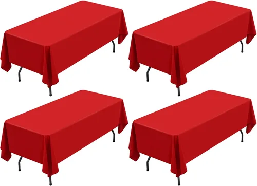 Miniatura 117 de Showgeous Paquete de 4 manteles rectangulares de poliéster de 60 x 102 pulgadas, resistentes a las arrugas, lavables, para bodas, mesas de comedor