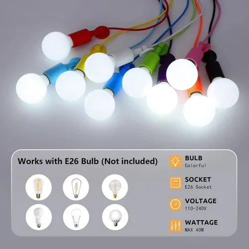 Miniatura 3 de Lámpara Colgante de Araña Colorida, Luminarias Divertidas para Niños, Lámpara de Techo Ajustable DIY para Habitación de Niñas y Niños, Sala