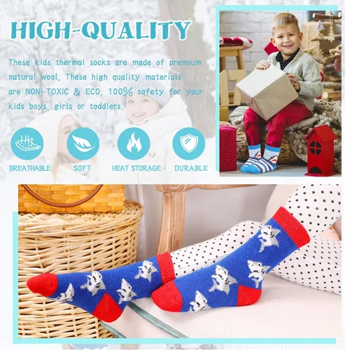 Miniatura 5 de Eocom 6 pares de calcetines de invierno cálidos de lana para niños y niñas