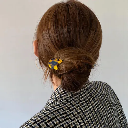 Miniatura 6 de 5 horquillas de pelo francés, horquillas de pelo en forma de U para cabello fino y grueso, 4.5 pulgadas de acetato de celulosa en forma de U
