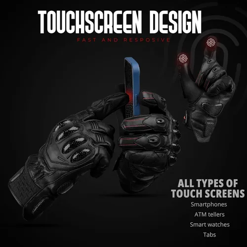 Miniatura 8 de J.A.G. Guantes de Motocicleta de Piel para Hombre - Protección de Nudillo de Fibra de Carbono, Motocicleta, Deportes Motorizados, Bicicleta