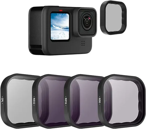 TELESIN Paquete de 4 filtros de lente CPL ND8 ND16 ND32 compatibles con GoPro Hero 12 Hero 11 Hero 10 Hero 9 negro, densidad neutra y kit de filtro