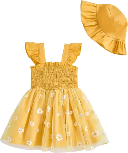 Miniatura 22 de Vestido para bebé recién nacida niña pequeña Vestido para niña pequeña de cuello halter sin mangas con flores Vestido de verano para niña de espalda