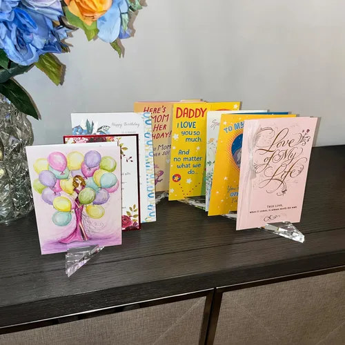 Miniatura 3 de 2 paquetes de exhibidor y organizador de tarjetas de felicitación de acrílico transparente cristalino Regalo único para maestros o para el hogar