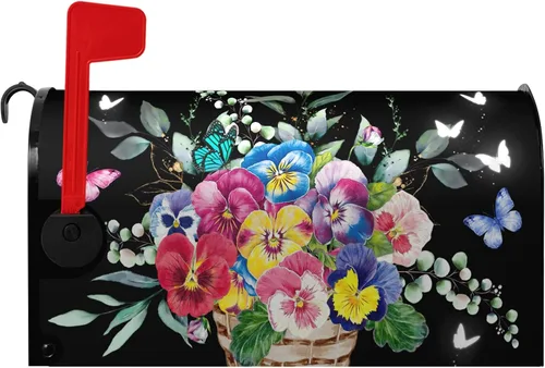 Miniatura 34 de Funda para buzón de verano magnética, girasol de verano impermeable, fundas para buzón de primavera, mariposas florales, buzón de poste, cubiertas