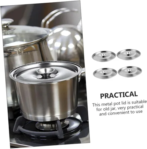 Miniatura 3 de Yardwe Juego de 4 tapas universales de acero inoxidable de 4.72 pulgadas para ollas de aceite, juego de 4 tapas para recipientes de condimentos