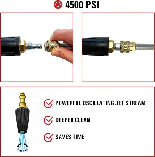 Miniatura 3 de Simpson Cleaning 80144 4500 PSI Boquilla universal Turbo para lavadora a presión, conexión rápida de 1/4 pulgadas, uso de agua caliente o fría