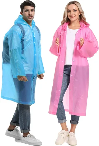 Miniatura 34 de 2 abrigos de lluvia de Borogo para adultos, chaquetas de lluvia reutilizables para hombres y mujeres