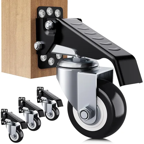 Miniatura 9 de SOLEJAZZ Ruedas retráctiles para banco de trabajo, 920 libras, juego de 4 rodillos de montaje lateral resistentes, ruedas giratorias de 3 pulgadas