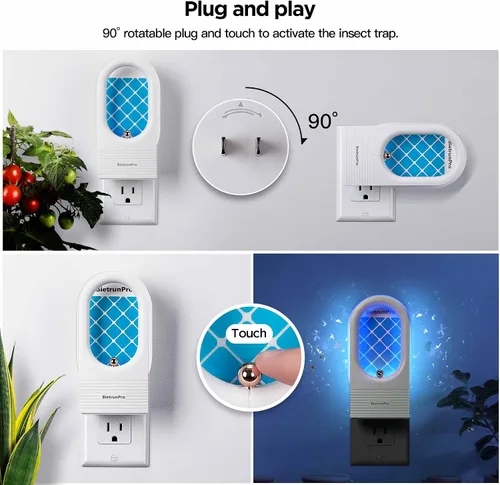 Miniatura 7 de Trampas para Moscas de Fruta/Trampas para Mosquitos para Interiores, Mata Mosquitos con Luz UV y Azul Enchufable, Trampa para Insectos Voladores