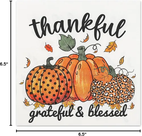 Miniatura 8 de 60 servilletas de papel de Acción de Gracias, servilletas de almuerzo de Acción de Gracias, servilletas de fiesta de calabaza de otoño, servilletas