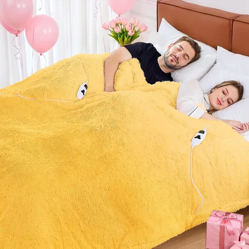 Manta eléctrica térmica Queen de piel sintética con sherpa suave y grueso, regalo de cumpleaños de invierno cálido para mujeres, abuela, doble