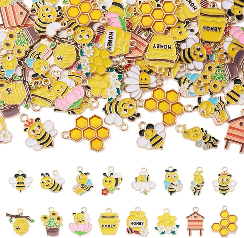 Miniatura 26 de Craftdady Encantos colgantes esmaltados con dijes de alimentos, animales, flores, encantos bonitos, dijes de frutas de metal colorido, ornamento