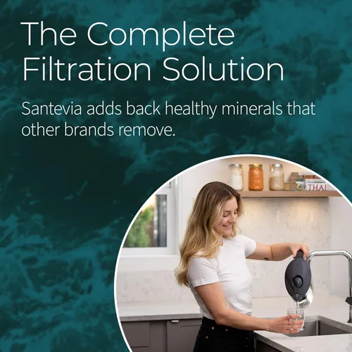 Miniatura 7 de Santevia Mina - Jarra alcalina Sistema de filtro de agua de 9 tazas que añade minerales y hace agua alcalina Filtro de agua de flúor, cloro