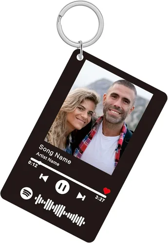 Llavero personalizado de Spotify con imagen, llavero acrílico personalizado para fotos, llavero de código de canción de música de Spotify escaneable