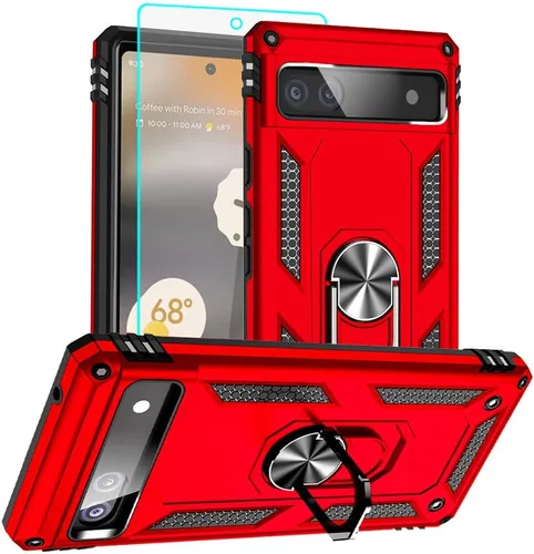 Funda para Pixel 6a, Google Pixel 6A con protector de pantalla HD, [grado militar de 16 pies probada en caídas], anillo protector a prueba de golpes