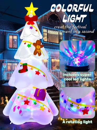Miniatura 2 de EBANKU - Árbol de Navidad inflable de 2.7 m, decoración de Navidad para exteriores, árbol de Navidad con estrella, hombre de jengibre, luces LED