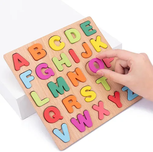 Miniatura 9 de Rompecabezas de madera para niños pequeños, paquete de 2 rompecabezas con forma del alfabeto para niños de madera Montessori con forma de número