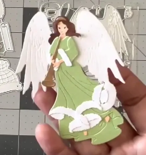 Miniatura 5 de Troqueles de metal de ángel, plantillas musicales de corte de ángel para manualidades, álbumes de recortes, fotos, papel decorativo en relieve
