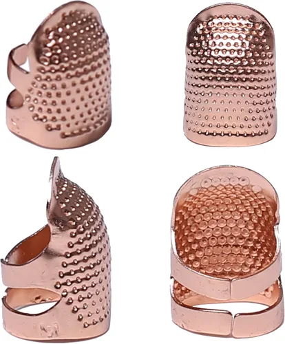 Miniatura 11 de J.CARP 4 dedales de costura, protector de dedo de metal deslumbrante para coser, dedal de costura ajustable, dedal de costura, manualidades