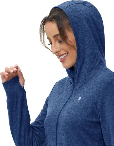 Miniatura 68 de TBMPOY Chaquetas con capucha y protección solar UPF 50+ para mujer, ligeras, de manga larga, para senderismo, exteriores, con cremallera completa