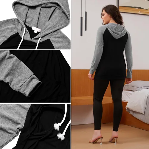 Miniatura 6 de Bhome Camisa de lactancia de manga larga con capucha para lactancia materna