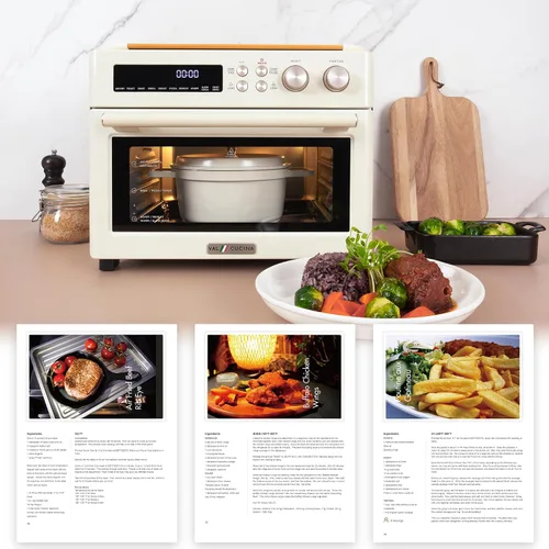 Miniatura 7 de VAL CUCINA Horno tostador freidora de aire con calentamiento infrarrojo estilo retro, horno de convección de encimera extra grande combo 10 en 1