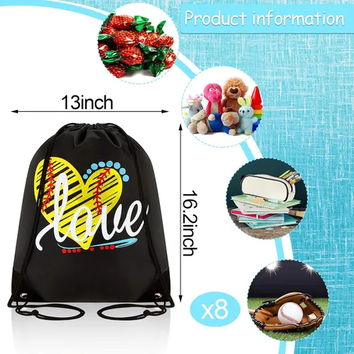 Miniatura 2 de Softball Drawstring Bags Softball Drawstring Backpack Sport Pack Cinch Sack Shoulder Bag