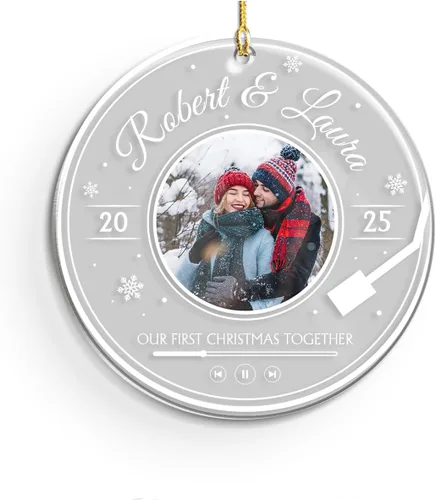 Miniatura 25 de Adorno personalizado de primera Navidad para casados, adornos de cerámica de Navidad con foto foto boda matrimonio nombre personalizado recuerdo 1ª
